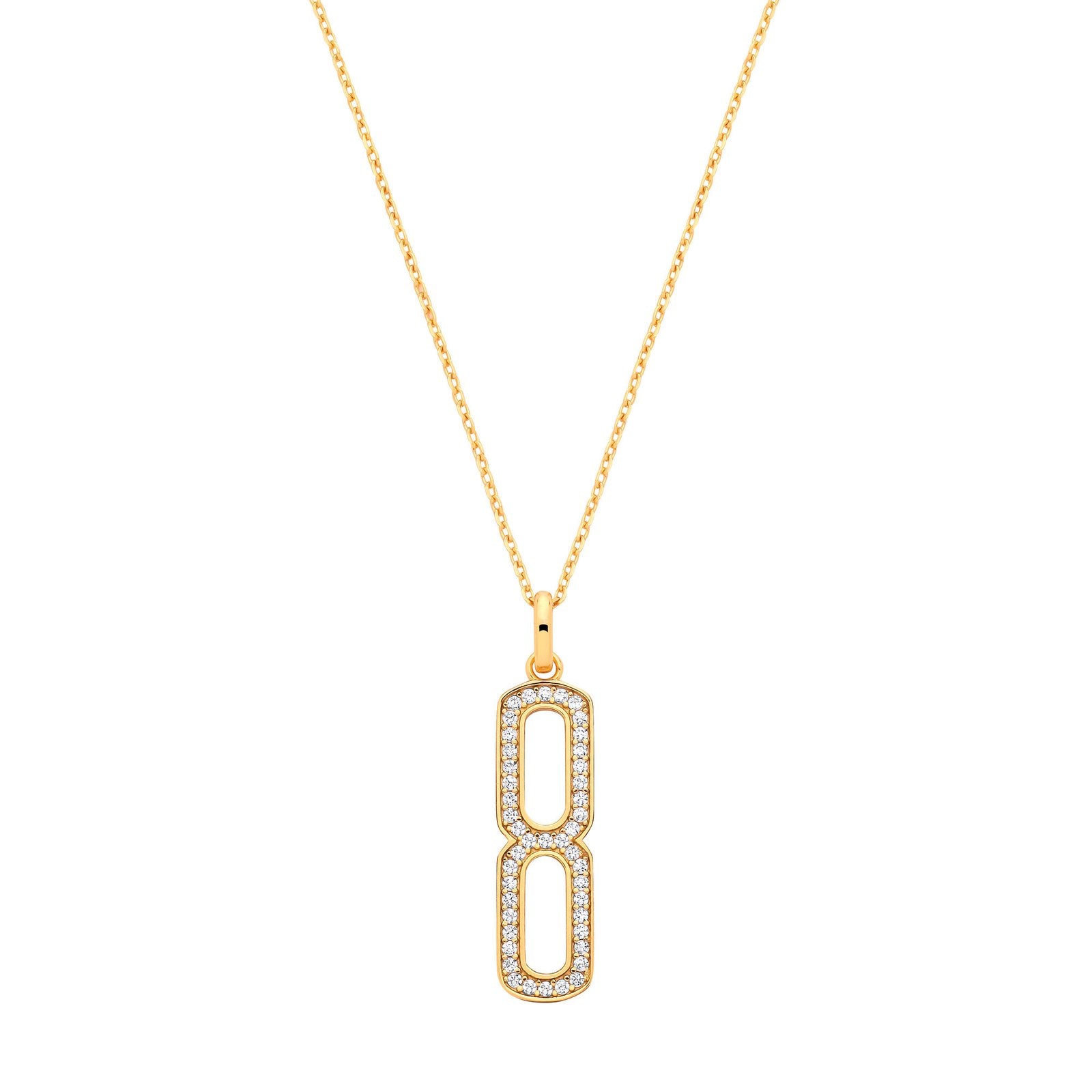 Silver 18ct Yellow Gold Plated Necklace with Cubic Zirconia Paper Clip Drop Pendant - Fine Ne – Luxury Jewellery by Im